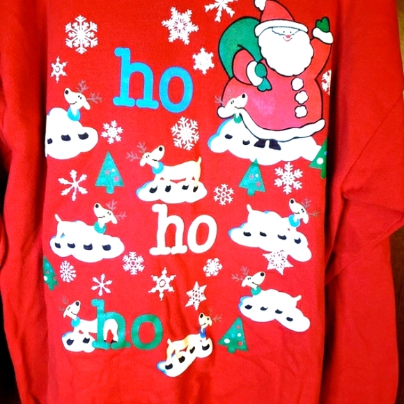 Red Vintage Christmas Sweatshirt Santa Ho Ho Ho Ulgy Xmas Sweater - Picture 11 of 11